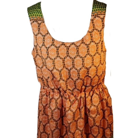 LOVE REIGN Orange Geometric Dress Cute Back Size XL - Picture 3 of 8